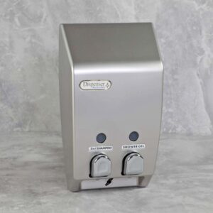 Classic two chambers shower dispenser satin sliver