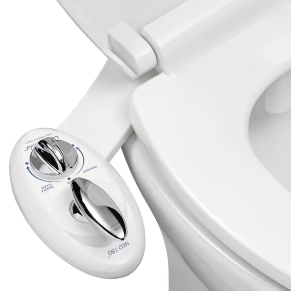 The white LUXE Bidet NEO 180 is a cold water mechanical bidet